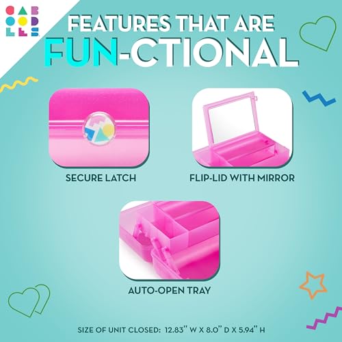 Caboodles On-The-Go Girl Makeup Box  White Opal  Hard Plastic Makeup Organizer Box  Built-In Mirror  Secure Latch for Safe Travel  Spacious Storage for Large Items - Image 5